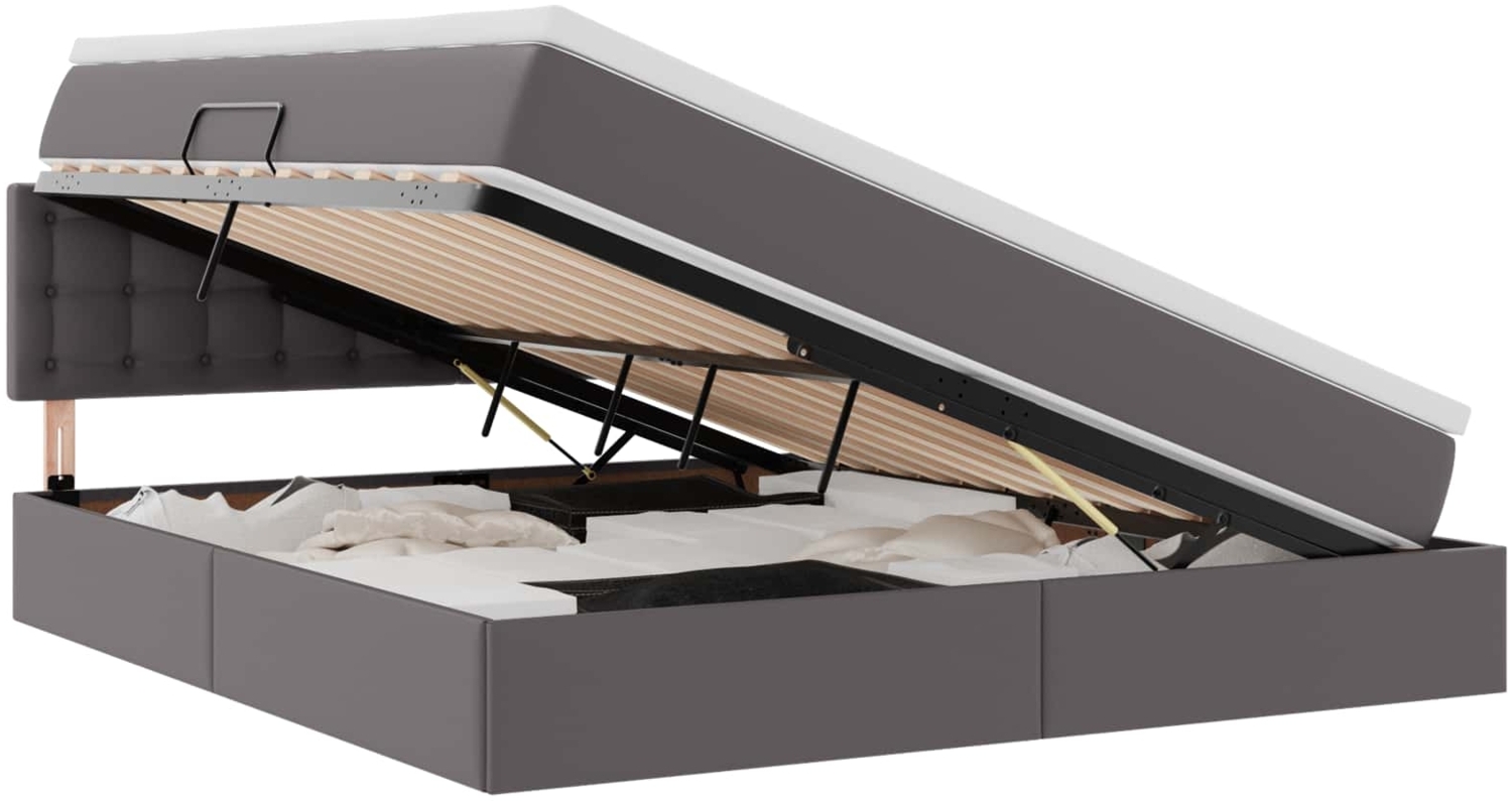 vidaXL Bett mit LED-Lichtleisten mit Kopfteil Grau 180 x 200 cm PVC 3371043 Bild 1