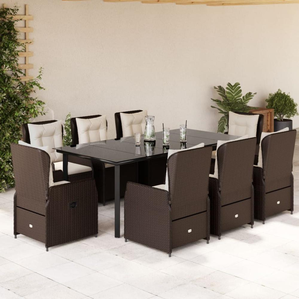vidaXL 9-tlg. Garten-Essgruppe mit Kissen Braun Poly Rattan 3262853 Bild 1