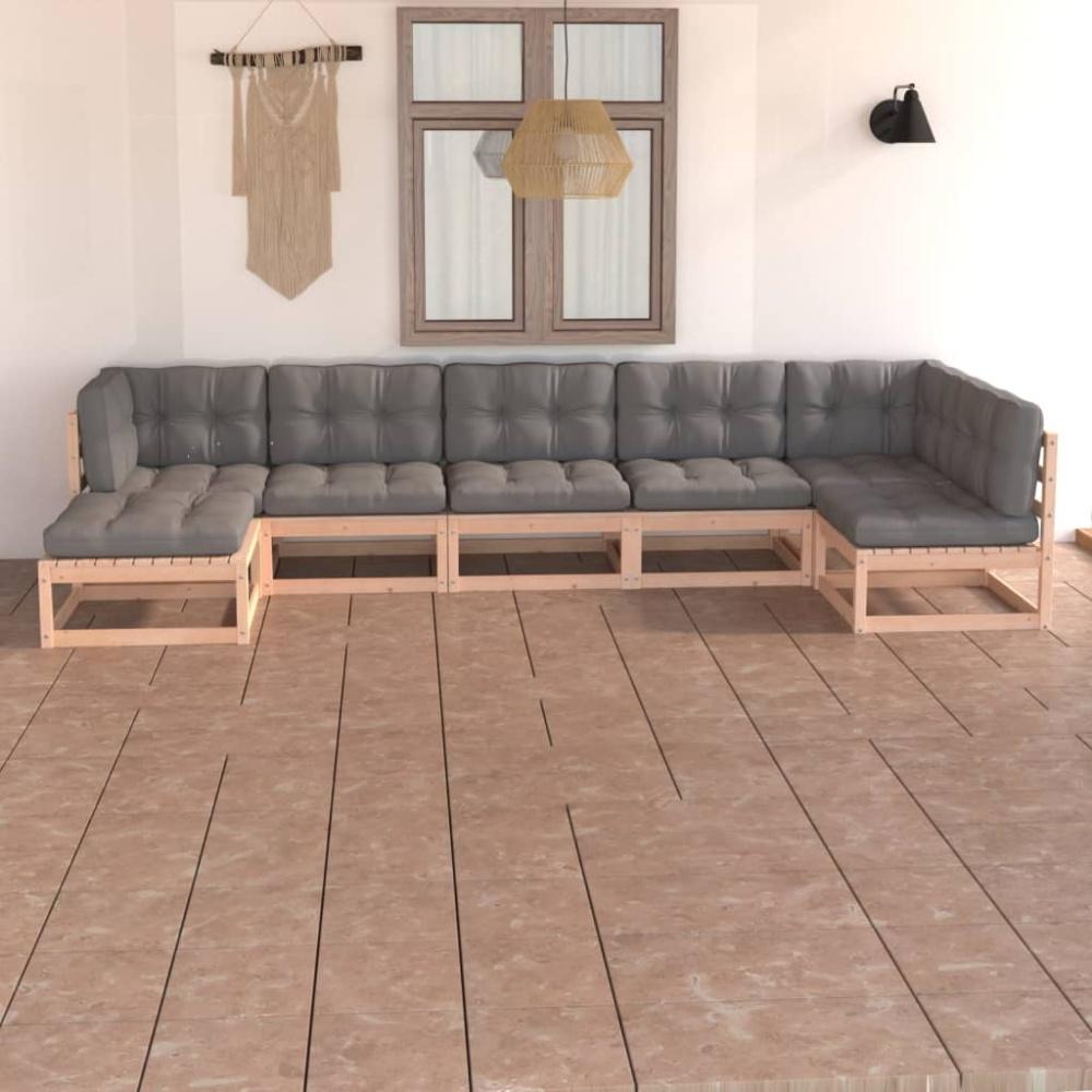 vidaXL 7-tlg. Garten-Lounge-Set mit Kissen Massivholz Kiefer 3076744 Bild 1