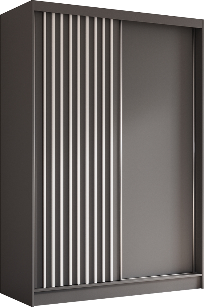 AX LIVING Cabinio Kleiderschrank 150 Breite – Grau mit Weißen Lamellen Bild 1