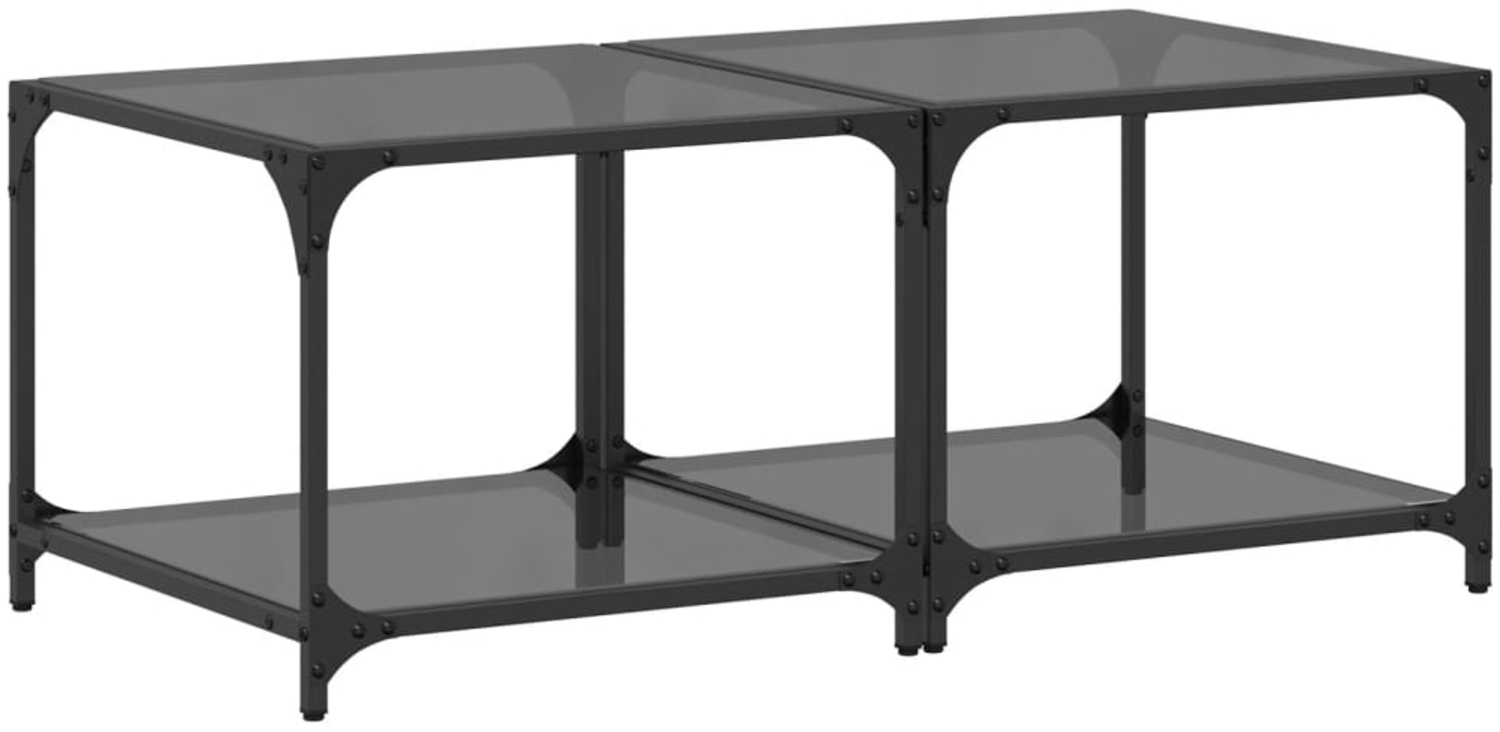 vidaXL Couchtische mit Glasplatte 2 Stk. Schwarz 50x50x40 cm Stahl 845973 Bild 1