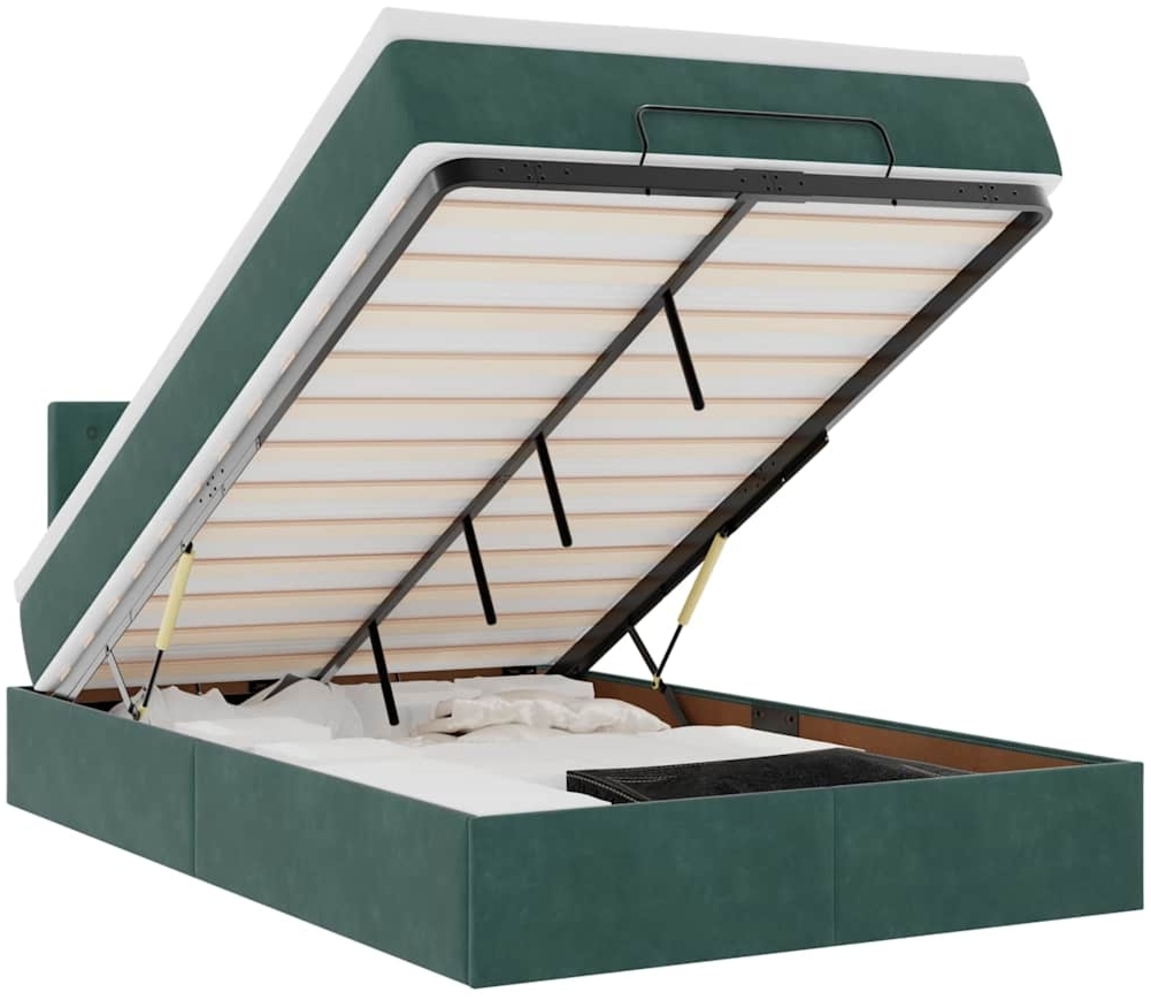 vidaXL Ottoman-Bett mit Matratze Dunkelgrün 120x190 cm Samt 3311906 Bild 1