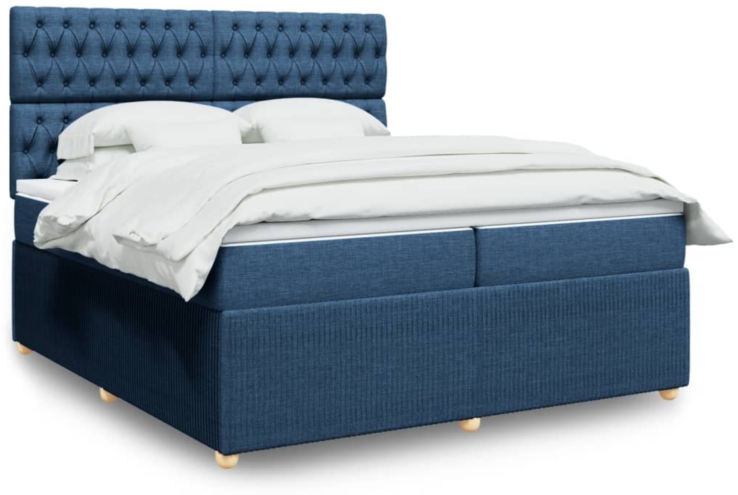 vidaXL Boxspringbett mit Matratze Blau 200x200 cm Stoff 3294476 Bild 1