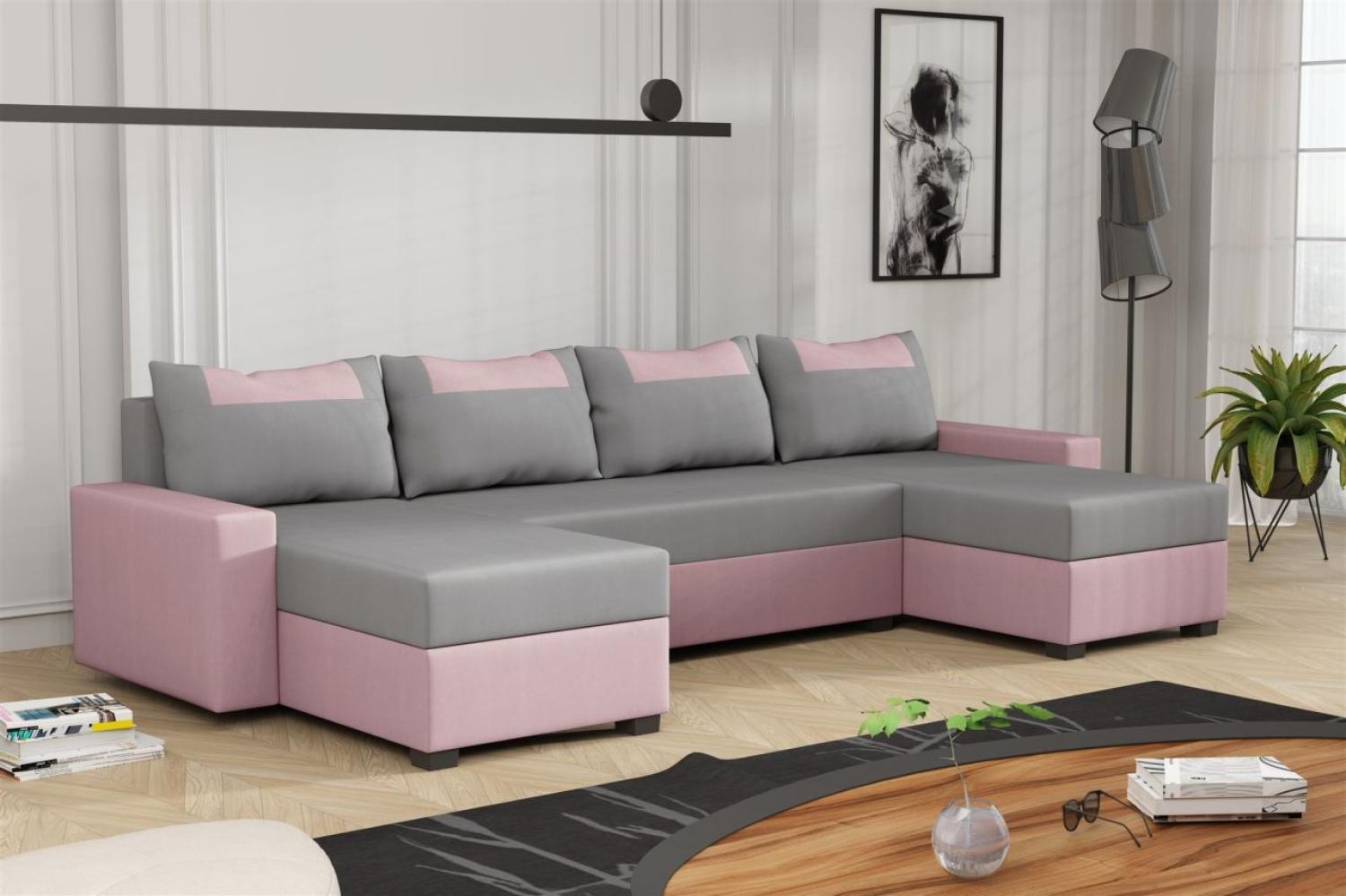 Wohnlandschaft Schlafsofa Sofa HEDVIG LUX Stoff Manila Rose- Hellgrau Bild 1