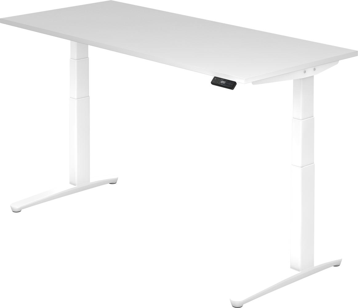 bümö elektrisch höhenverstellbarer Schreibtisch 180x80 cm mit Memory-Steuerung - Design Schreibtisch höhenverstellbar elektrisch, elektrischer Schreibtisch weiß, Gestell weiß, XBHM19-W-WW Bild 1