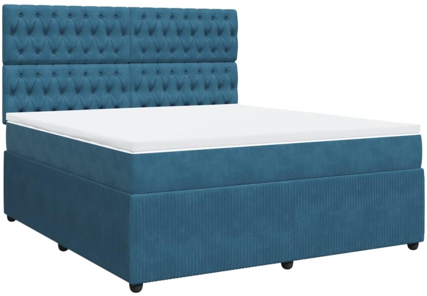 vidaXL Boxspringbett mit Matratze Dunkelblau 180x200 cm Samt 3292416 Bild 1