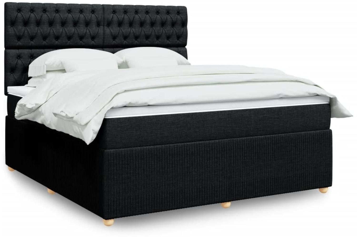 vidaXL Boxspringbett mit Matratze Schwarz 180x200 cm Stoff 3294444 Bild 1