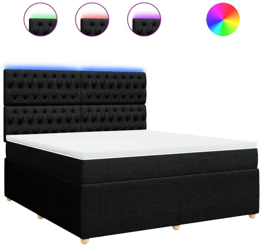 vidaXL Boxspringbett mit Matratze Schwarz 180x200 cm Stoff 3294444 Bild 1
