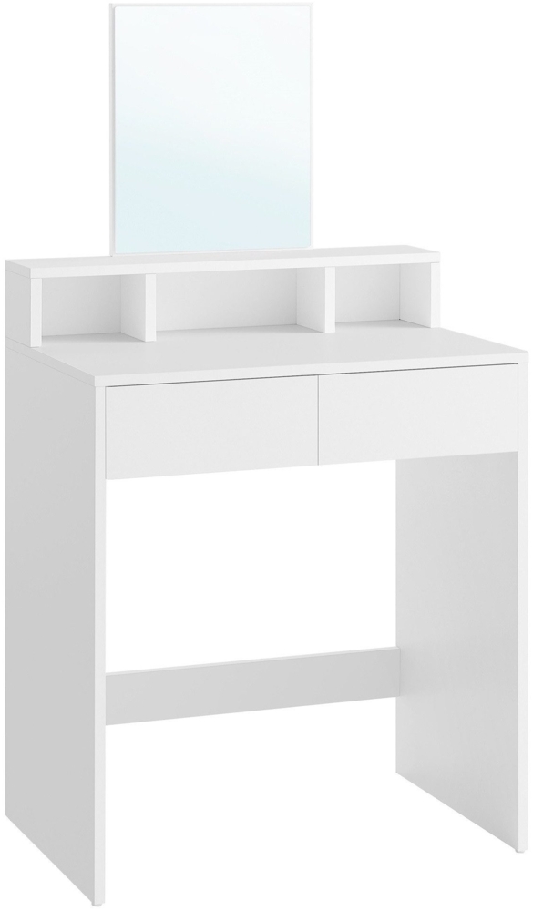 Vasagle Schminktisch mit großem Spiegel, 2 Schubladen & 3 offene Fächer, Holz, Weiß, 40 x 60 x 127 cm Bild 1