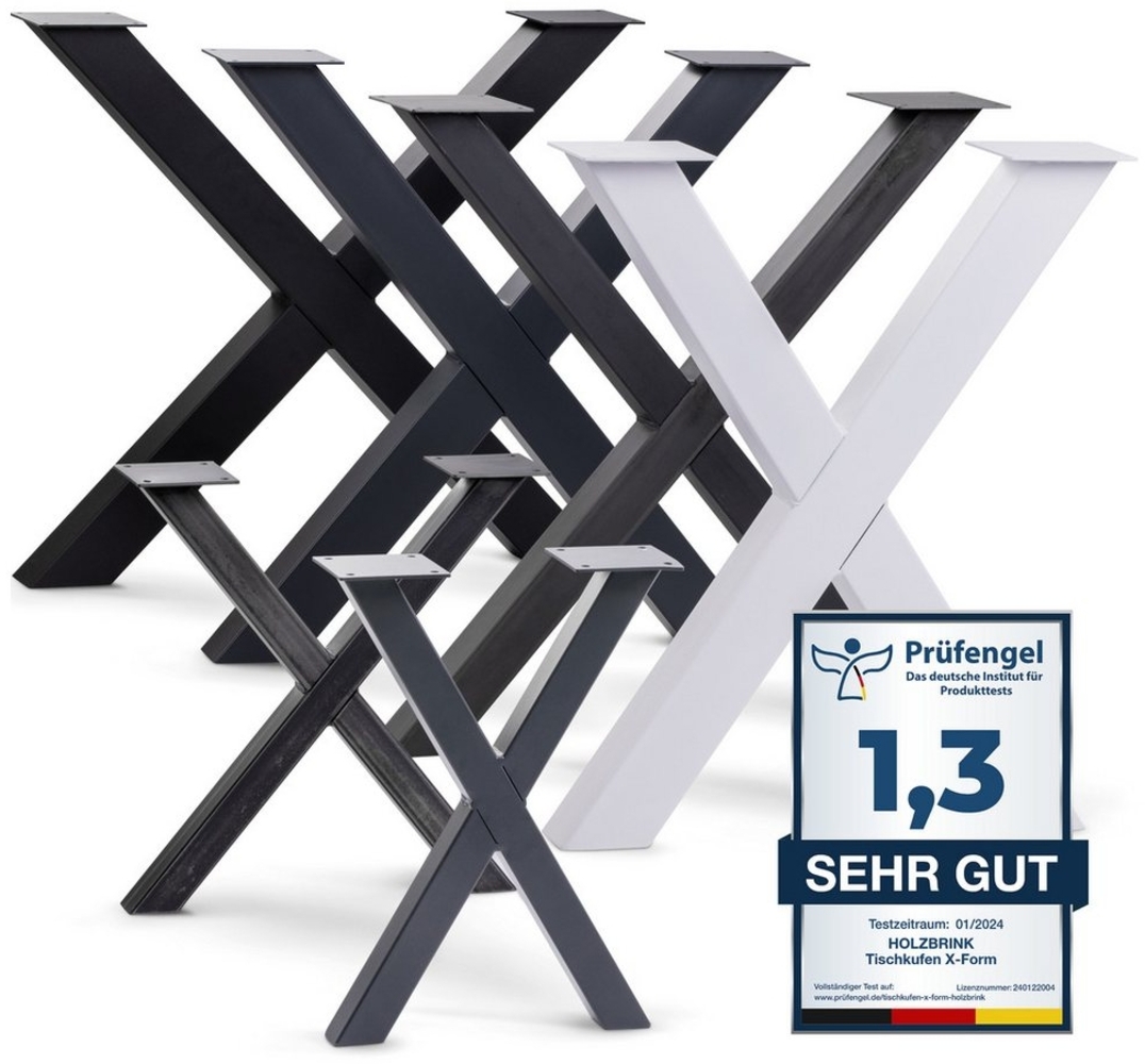 HOLZBRINK Tischbein Tischbeine Metall Schwarz X-form, Tischkufen/Tischgestell für Couchtisch 1 Stück Möbelfüße 40x43 cm Bild 1