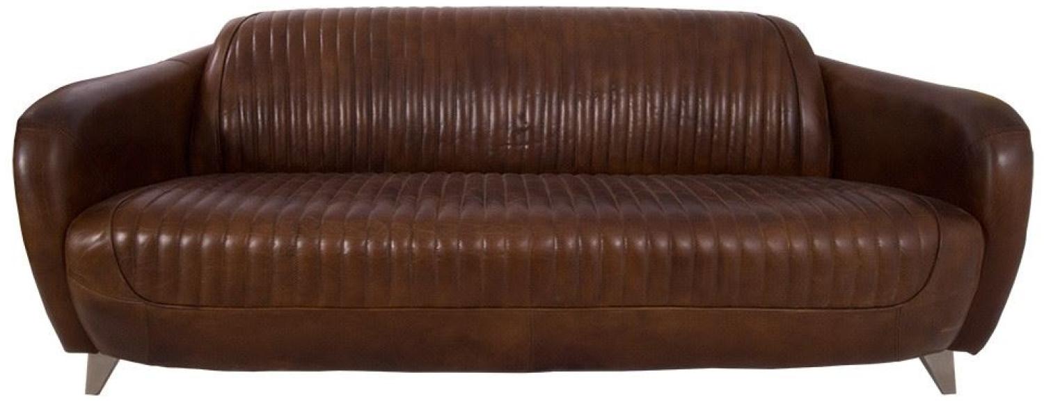 Clubsofa Aberford USA 3-Sitzer Vintage Leder Vintage-Cigar Aluminium Bild 1