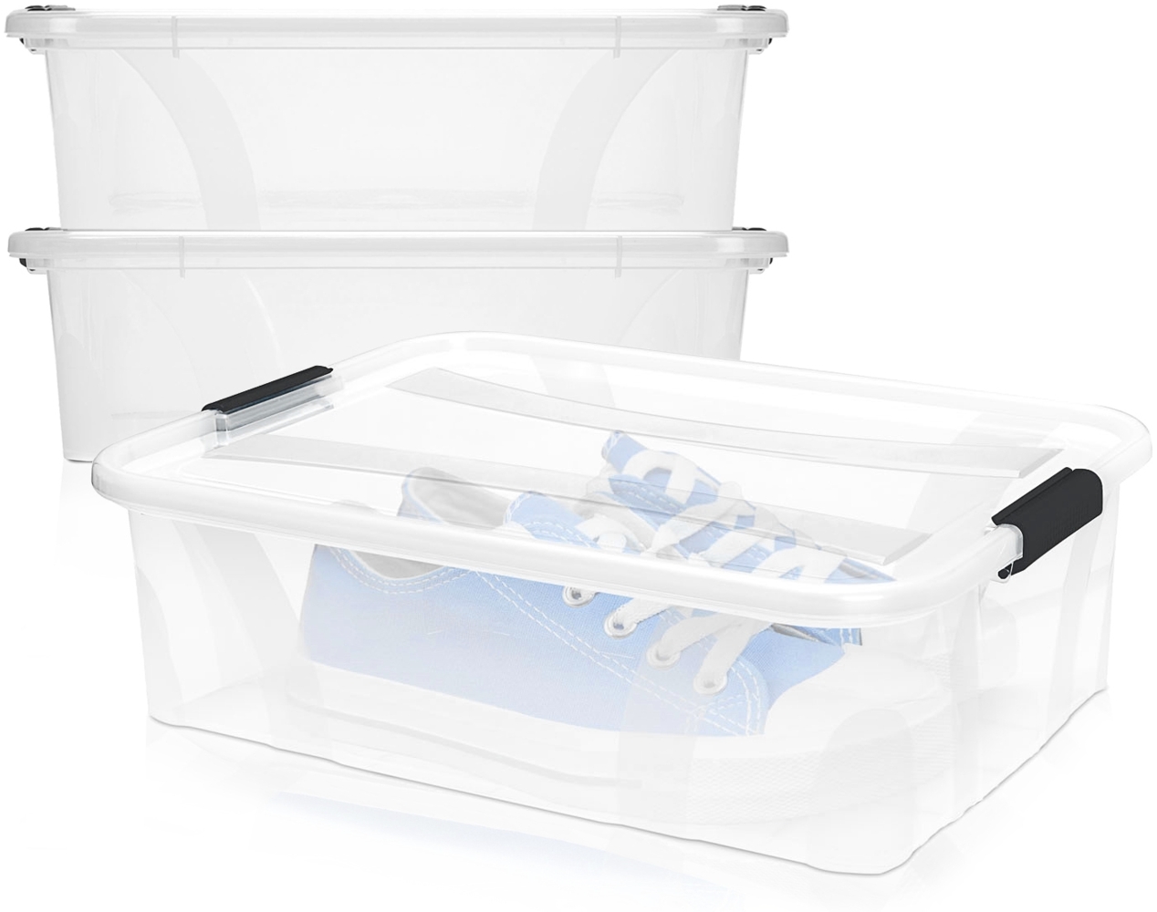 BigDean 2er Set Aufbewahrungsbox mit Deckel transparent - 7L + Clipverschluss - Stapelbox Ordnungsbox Clipbox Lagerbox Box mit Deckel Storage Boxes - Klarsichtbox mit Deckel – stapelbar Bild 1