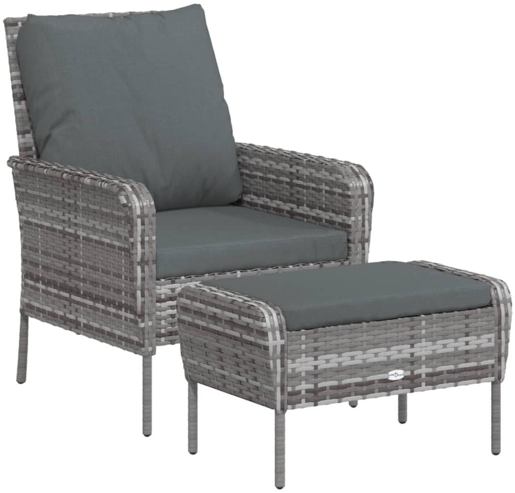 vidaXL Gartenstuhl mit Fußhocker Grau Poly Rattan 364115 Bild 1