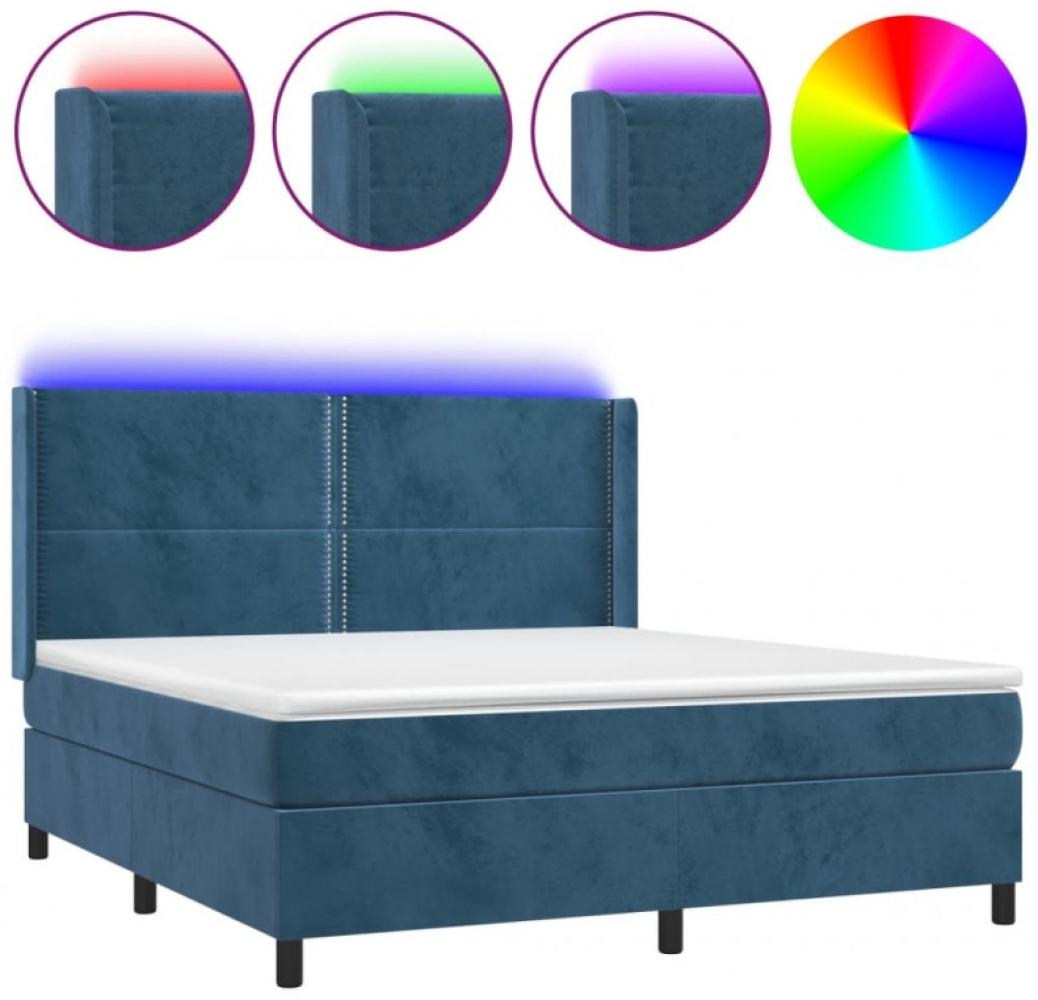 vidaXL Boxspringbett mit Matratze & LED Dunkelblau 160x200 cm Samt 3139515 Bild 1