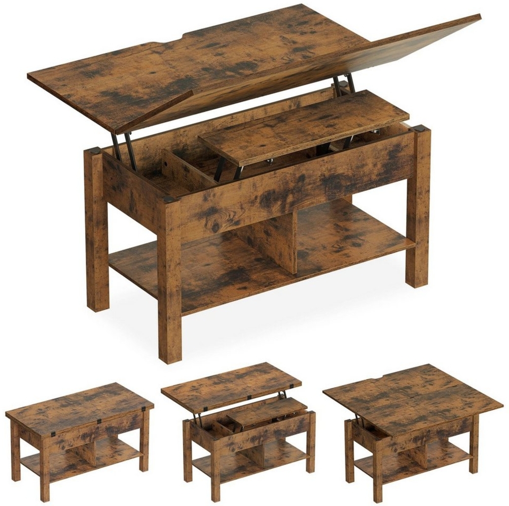 MSMASK Couchtisch 3-in-1-Multifunktions-Wohnzimmertisch mit Versteckter Aufbewahrung, Der Couchtisch lässt Sich in einen Esszimmertische für Wohnzimmer Bild 1