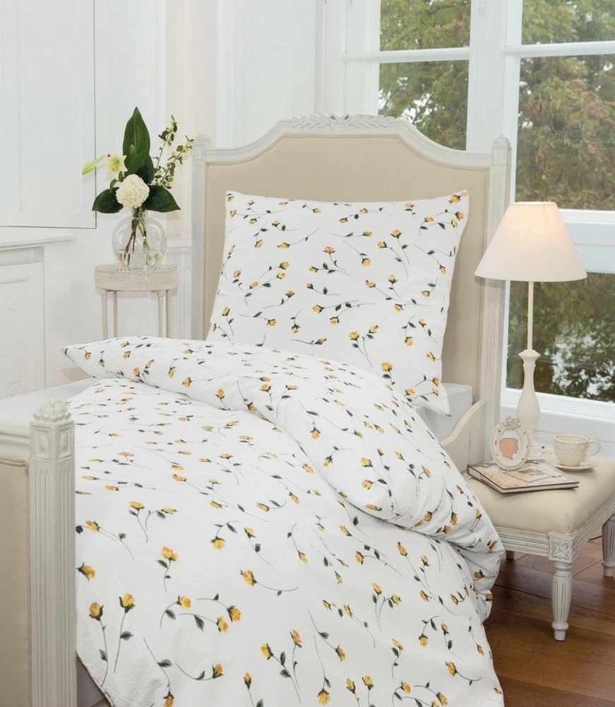 Janine 'Tango' Mako-Soft-Seersucker Bettwäsche, Baumwolle, Gelb, 155x220 cm + 80x80 cm Bild 1