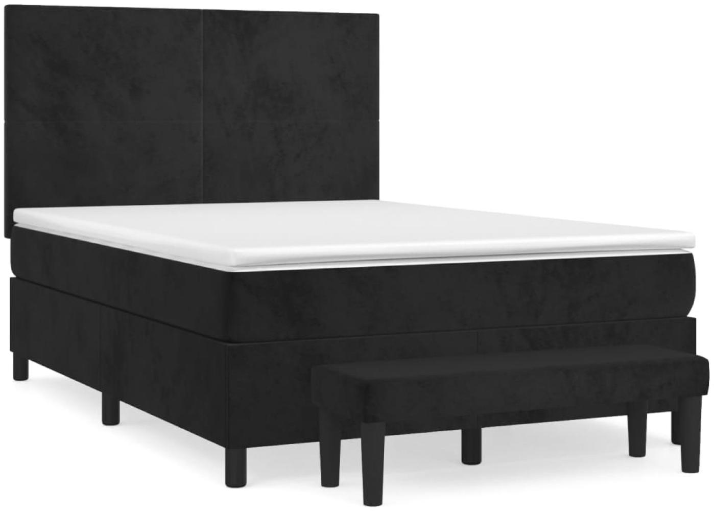 vidaXL Boxspringbett mit Matratze Schwarz 140x200 cm Samt 3137727 Bild 1