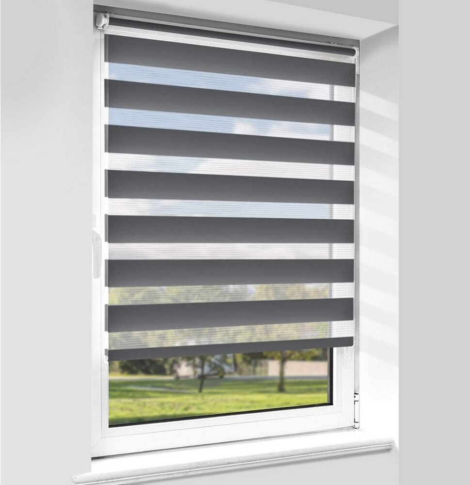 Doppelrollo Klemmfix ohne Bohren, Vkele, 230cm,freihängend Klemmträger, Klemmfix, rollos Blickdicht für Fenster und Tür Bild 1