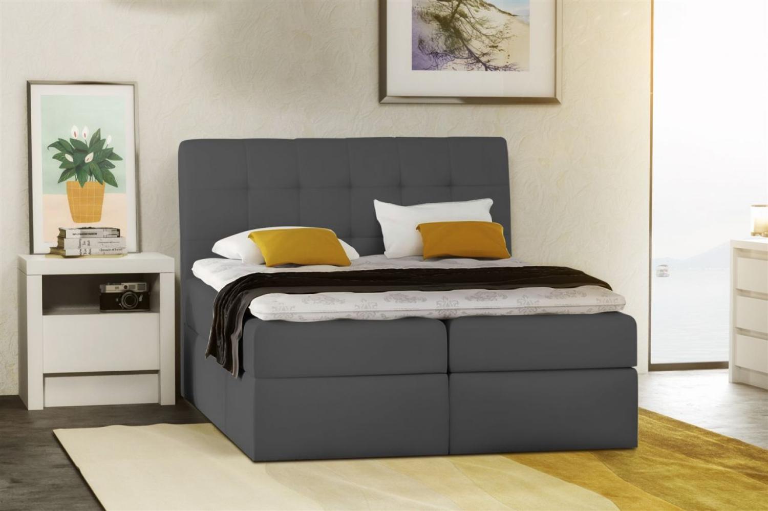 Boxspringbett TURIN Kunstleder Anthrazit 200x200 cm Bild 1