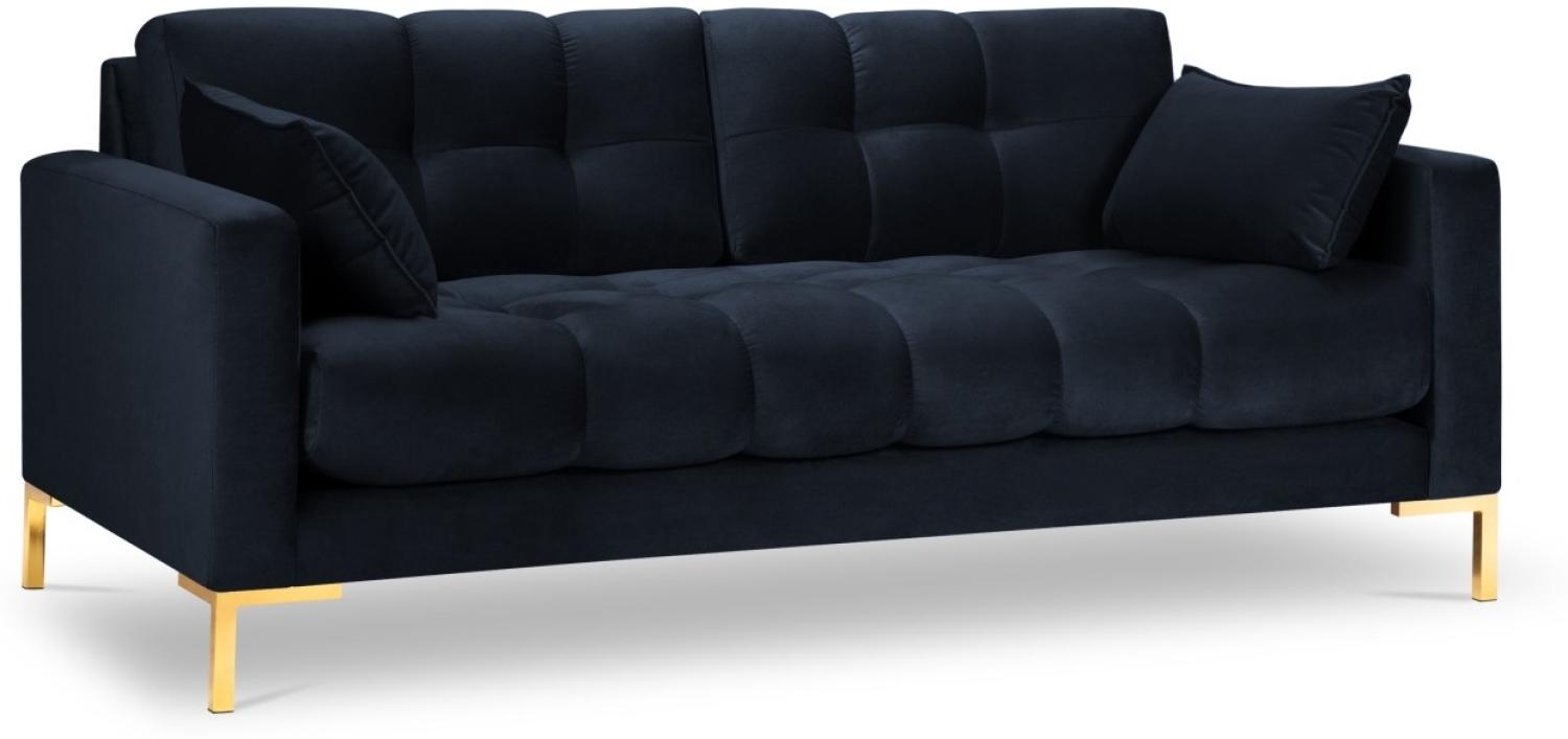 Micadoni 3-Sitzer Samtstoff Sofa Mamaia | Bezug Dark Blue | Beinfarbe Gold Metal Bild 1