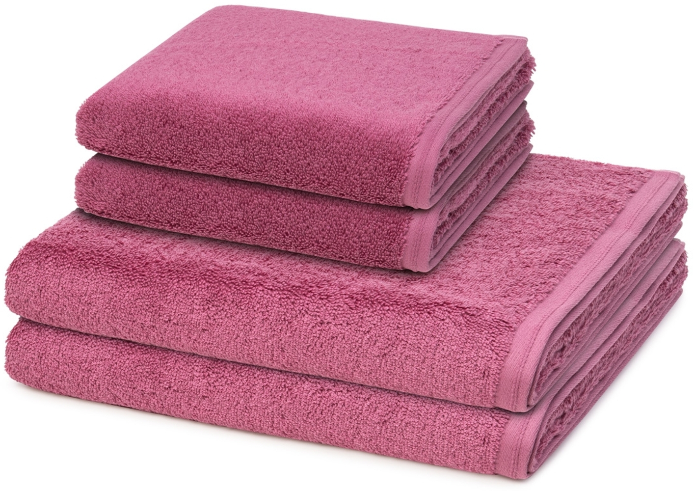 Vossen Vegan Life 4 tlg. Frottier-Set - 2 X Handtuch (50 X 100cm), 2 X Duschtuch (67 X 140cm) - 580 g/m2 - Blackberry Bild 1
