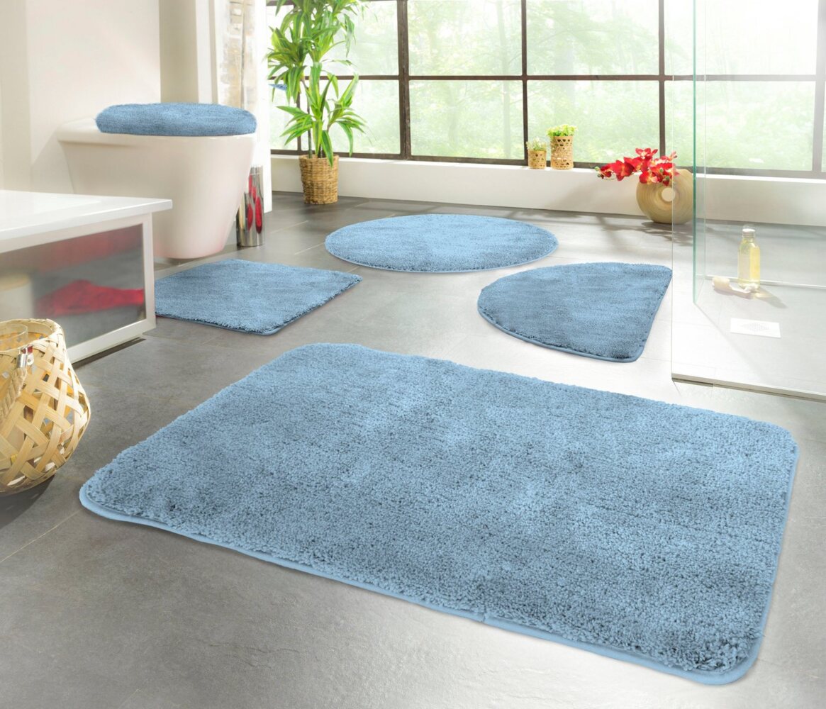 KiNZLER Badematte Chaozhou, Höhe 20 mm, rutschhemmend beschichtet, fußbodenheizungsgeeignet, Polyester, halbrund, Badteppich, Uni Farben, weich, als rechteckig, rund & Set erhältlich Bild 1