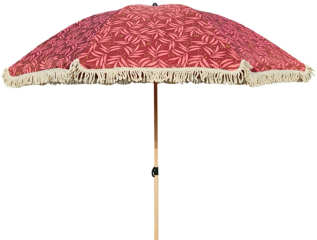 Meinposten Sonnenschirm Strandschirm Schirm UV Schutz mit Tasche Fransen Rot Ø 170 cm, abknickbar Bild 1