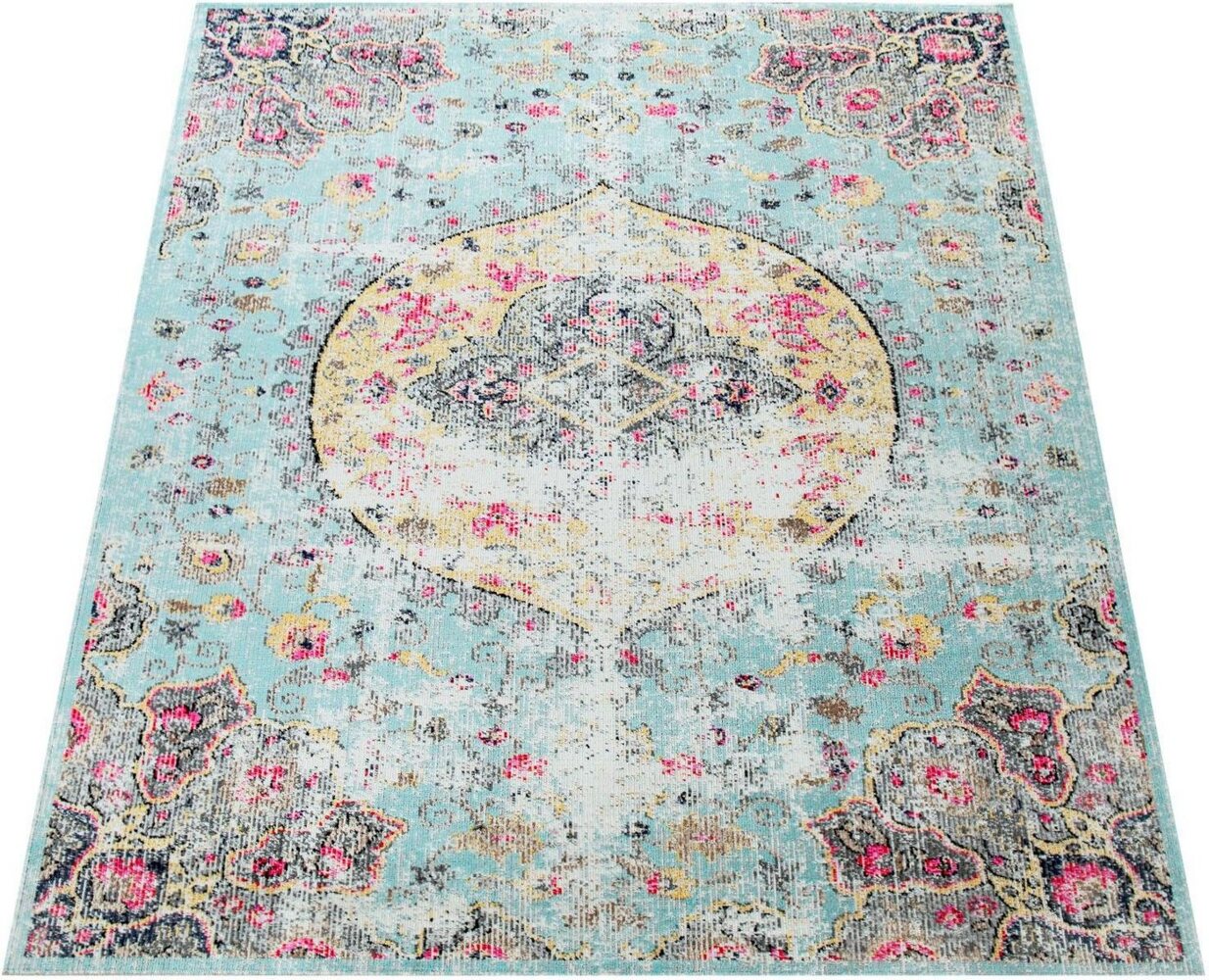 Paco Home Teppich Artigo 401, rechteckig, Höhe: 2 mm, Kurzflor, Orient-Optik, Vintage Design, In- und Outdoor geeignet Bild 1