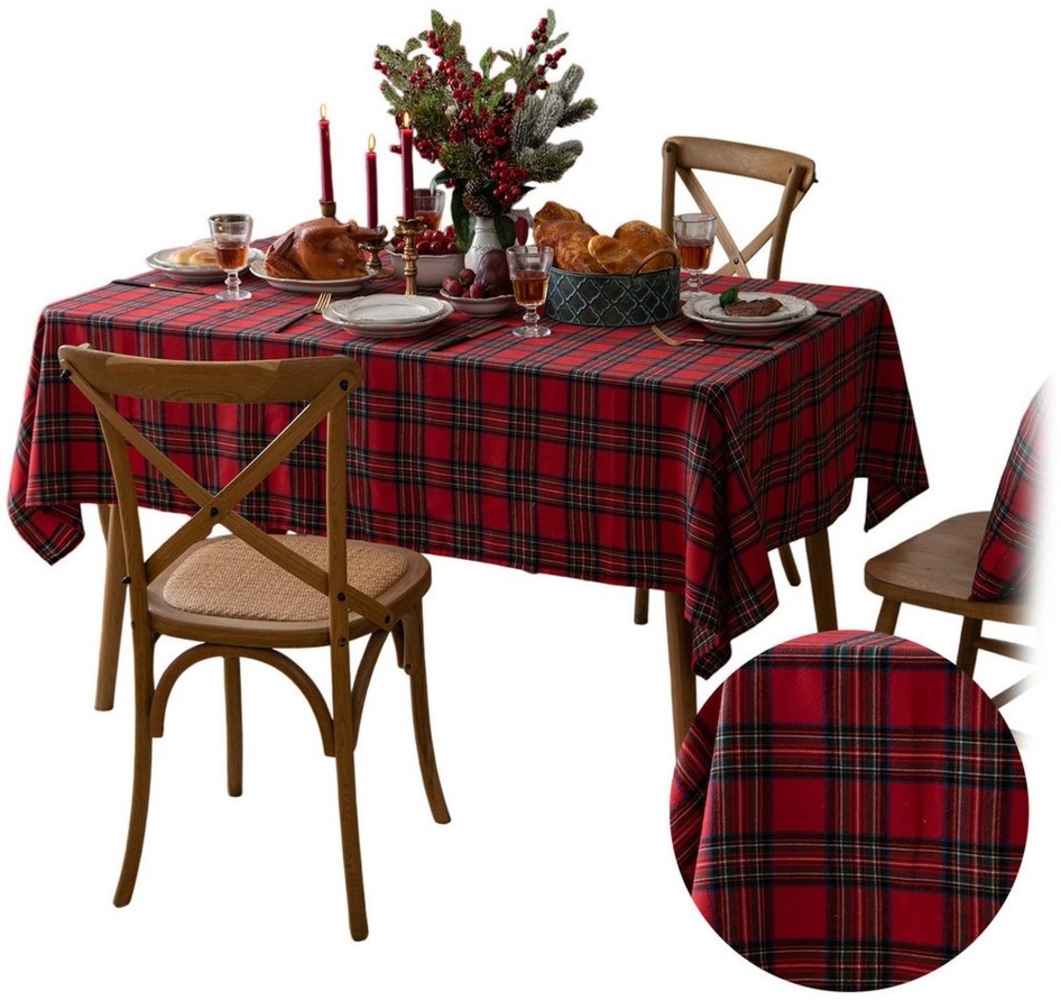 BTTO Tischdecke Weihnachten Tischdecke, Karierte Tischdecke Quadratisch, Weihnachtstischdecke für Weihnachts Party Dekoration Bild 1