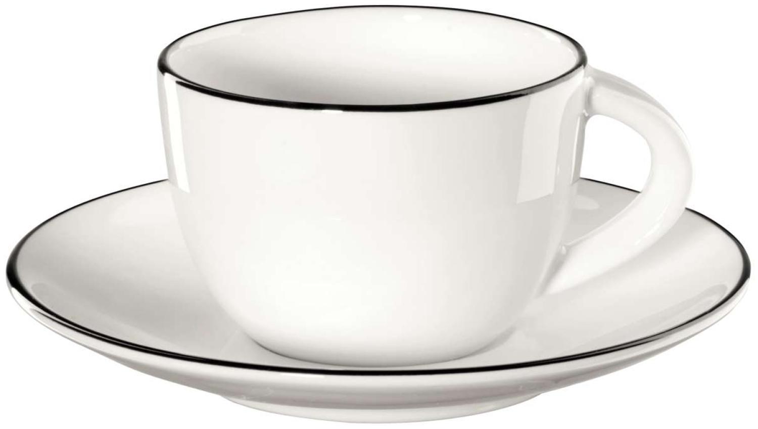 ASA Selection Ligne Noire Espressotasse mit Untere / Untertasse, Schwarze Linie, Fine Bone China, Warmes Weiß, 70 ml, 1930113 Bild 1