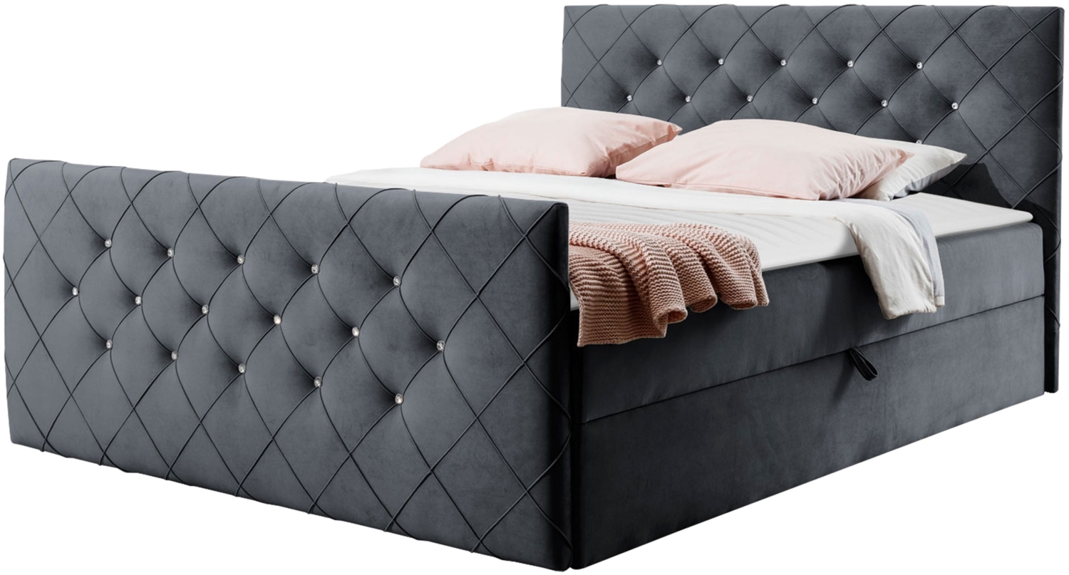 Boxspringbett Utren, Dunkelgrau, 140 x 200 cm Bild 1