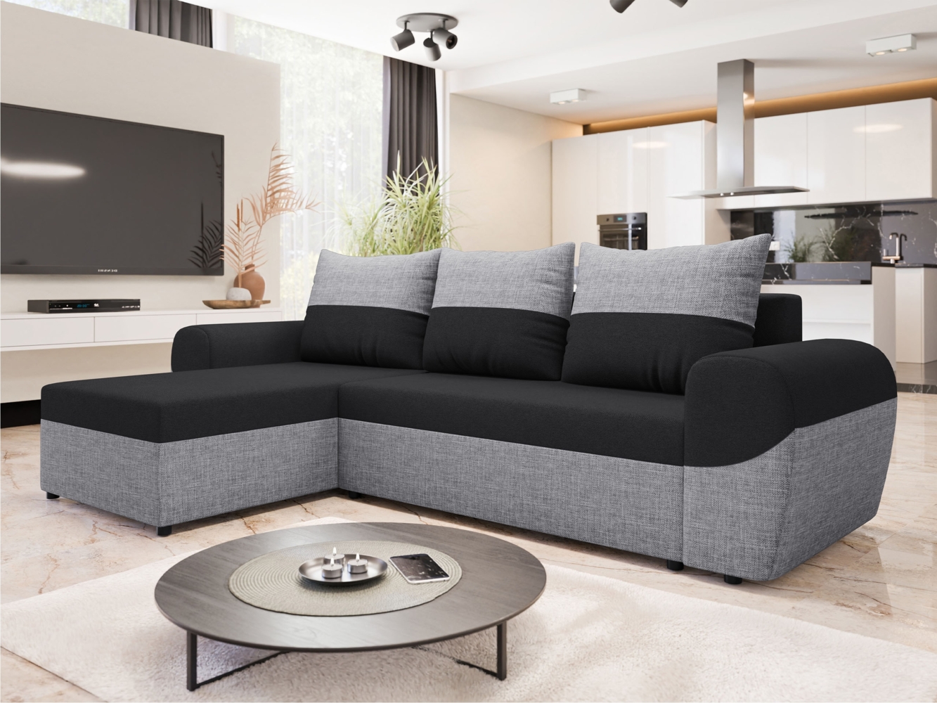 Ecksofa Muarot (Farbe: Lux 05 + Lux 23) Bild 1