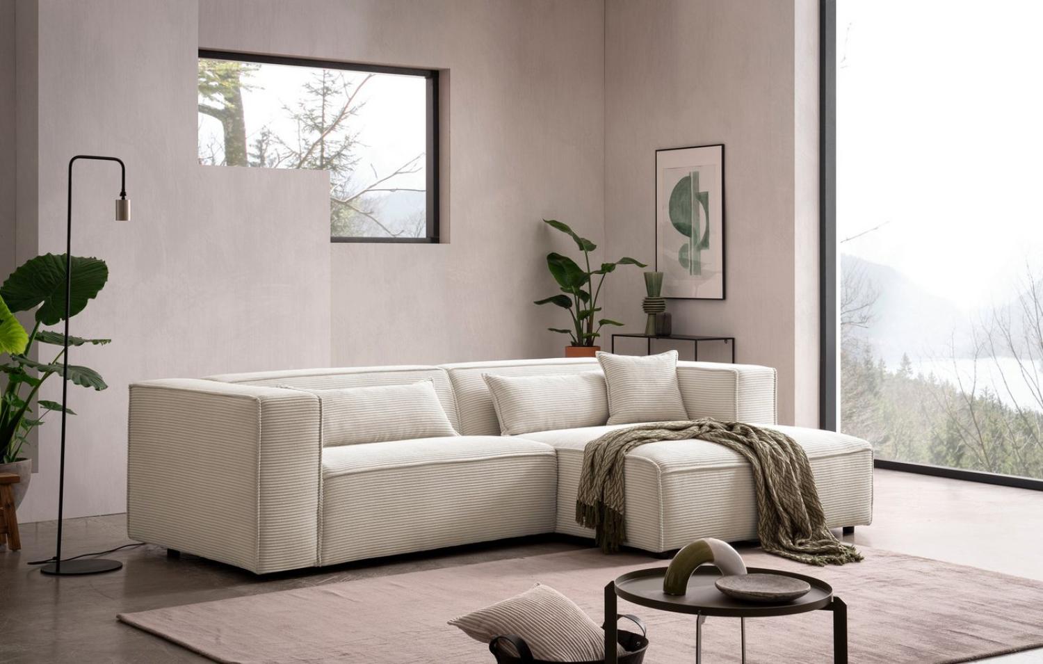 LeGer Home by Lena Gercke Ecksofa PIARA mit Kedernaht in Cord oder Leinenoptik, moderne Couch in L-Form, wahlweise Ottomane rechts/links, schwarze Füße, bequemer Sitzkomfort Bild 1