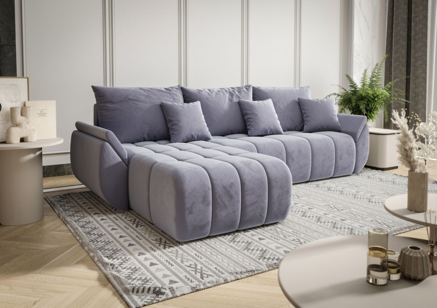 Ecksofa Schlafsofa LOUISE Stoff Monolith Hellblau Ottomane Links Bild 1