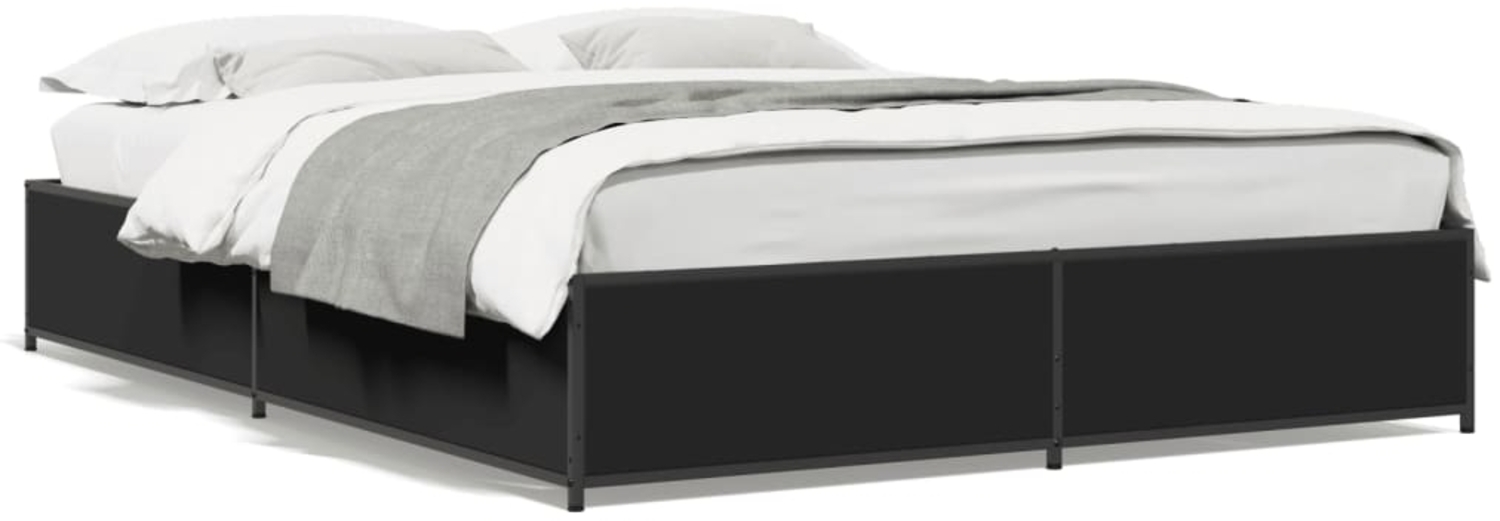 vidaXL Bettgestell Schwarz 120x190 cm Holzwerkstoff und Metall 3279862 Bild 1