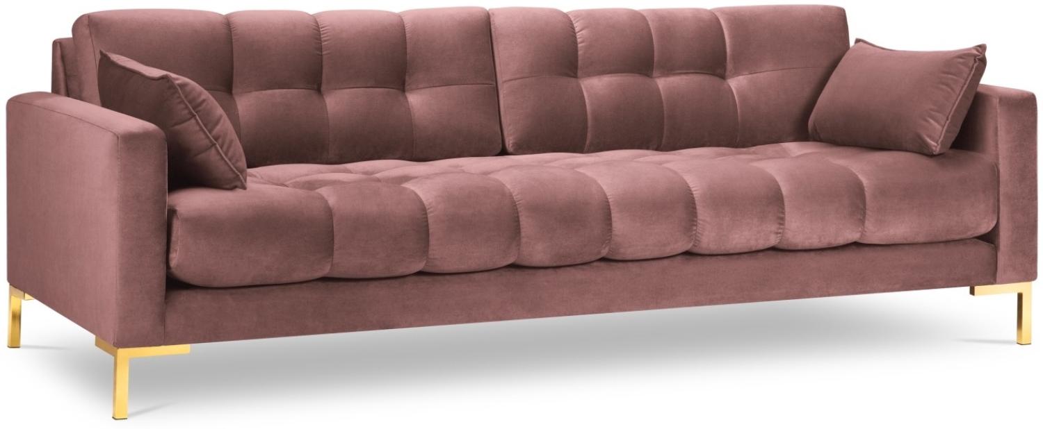 Micadoni 4-Sitzer Samtstoff Sofa Mamaia | Bezug Pink | Beinfarbe Gold Metal Bild 1