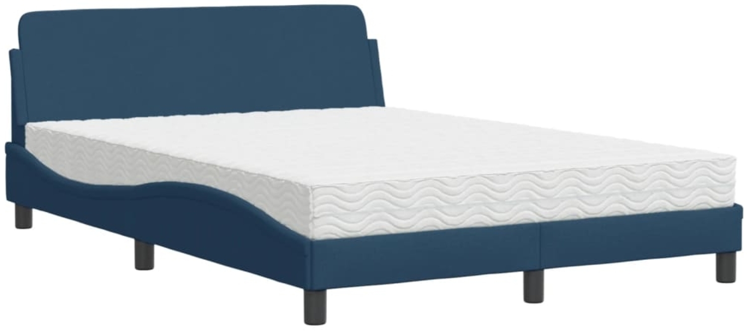 vidaXL Bett mit Matratze "Dover" Blau 120x200 cm Stoff 3208370 Bild 1