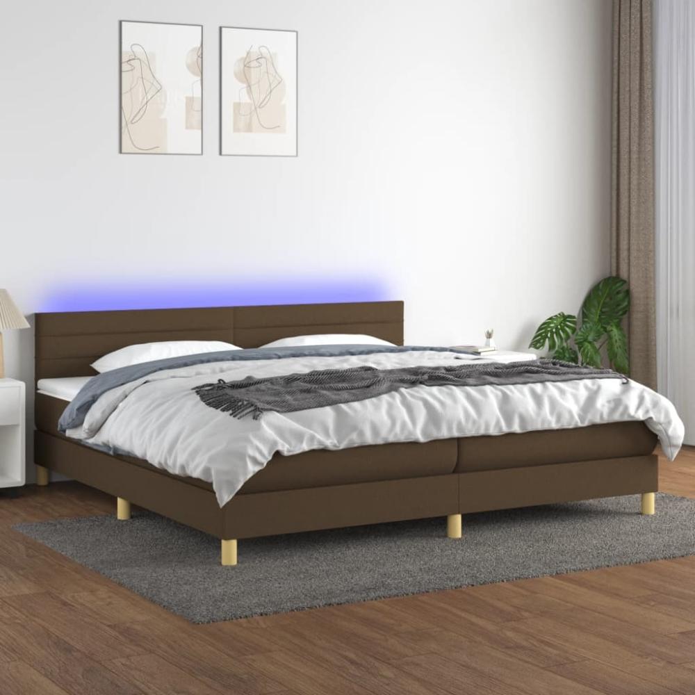 Boxspringbett mit Matratze & LED Stoff Dunkelbraun 200 x 200 cm, Härtegrad: H2 [3133824] Bild 1