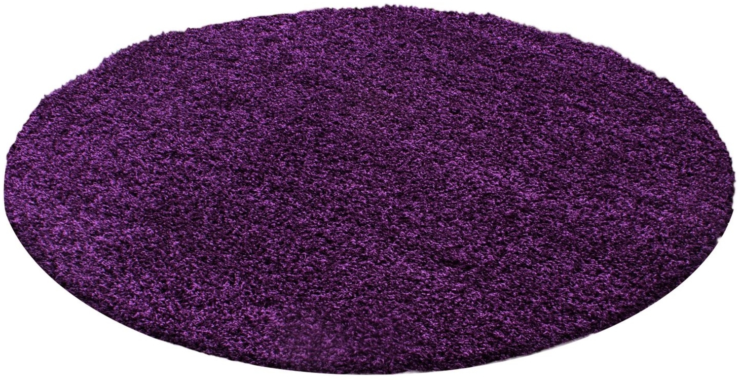 Hochflor Teppich Lux rund - 120 cm Durchmesser - Lila Bild 1