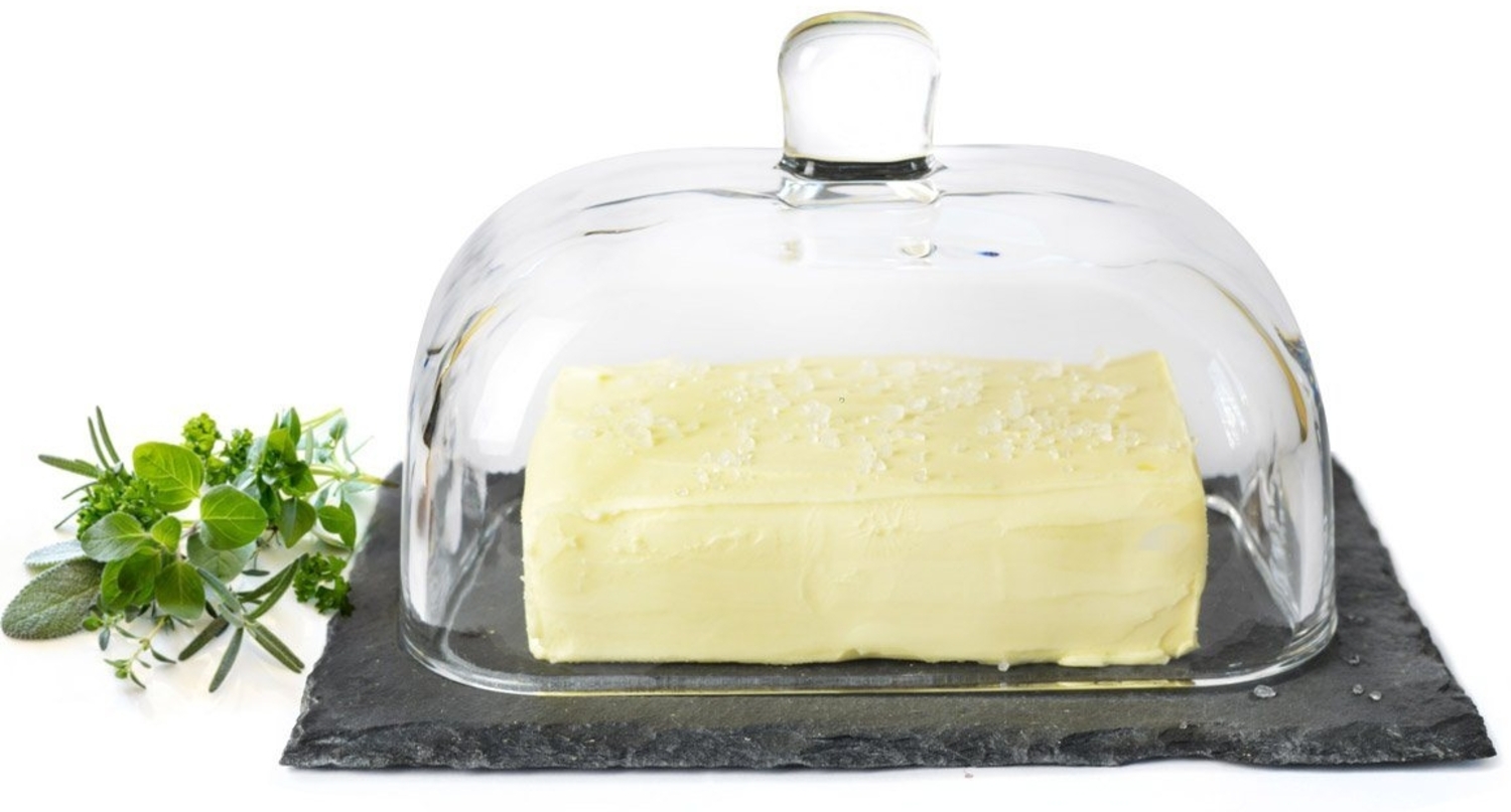 Butterdose auf Schieferplatte Butterglocke Butterschale Kühlschrankbutterdose Bild 1