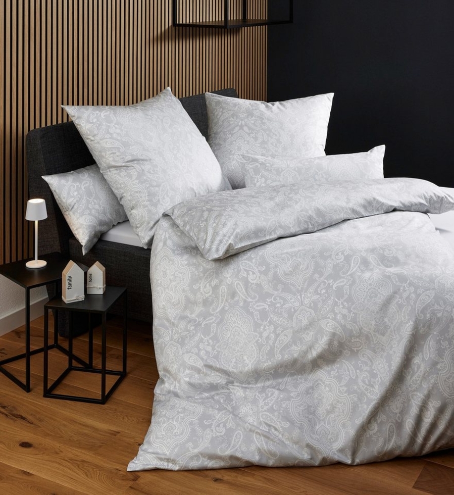 Janine Interlock-Jersey Bettwäsche 135x200,80x80 2 teilig Carmen S 55108-08-500 silbergrau Bild 1