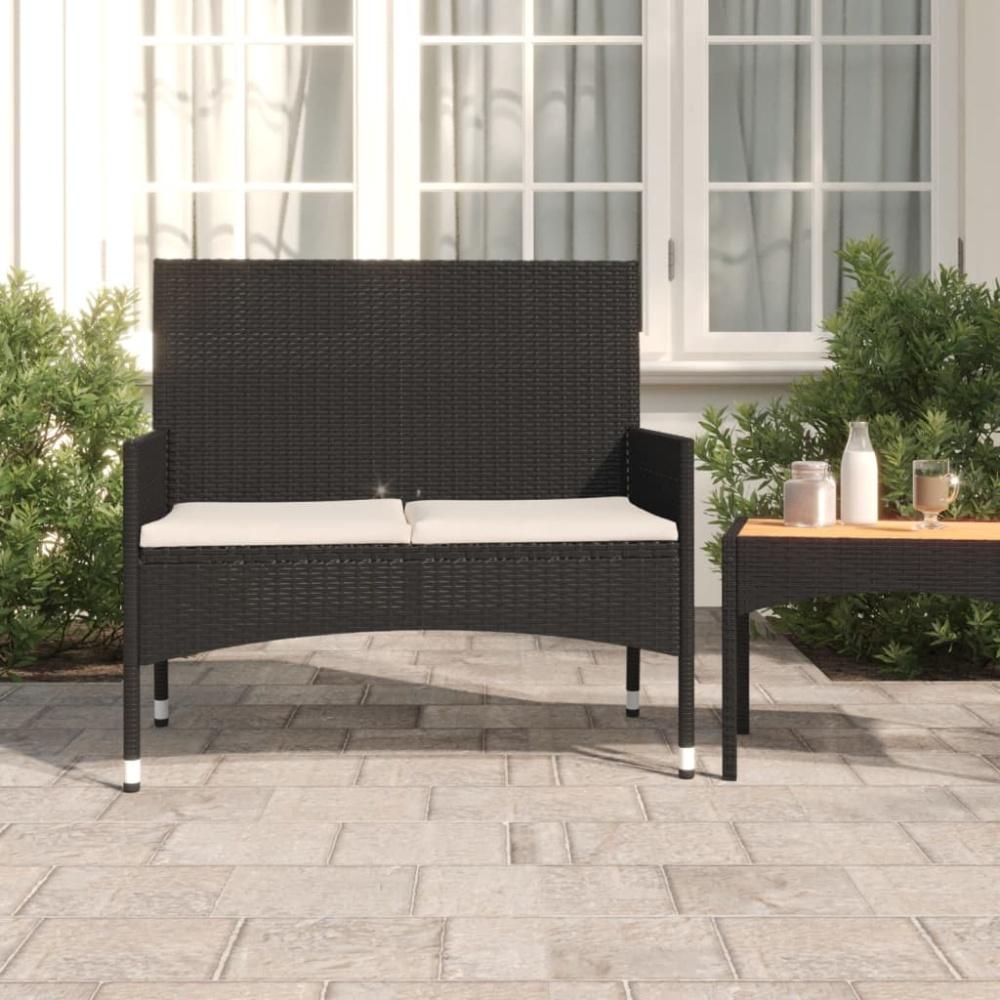 vidaXL Gartenbank 2-Sitzer mit Kissen Schwarz Poly Rattan 319488 Bild 1