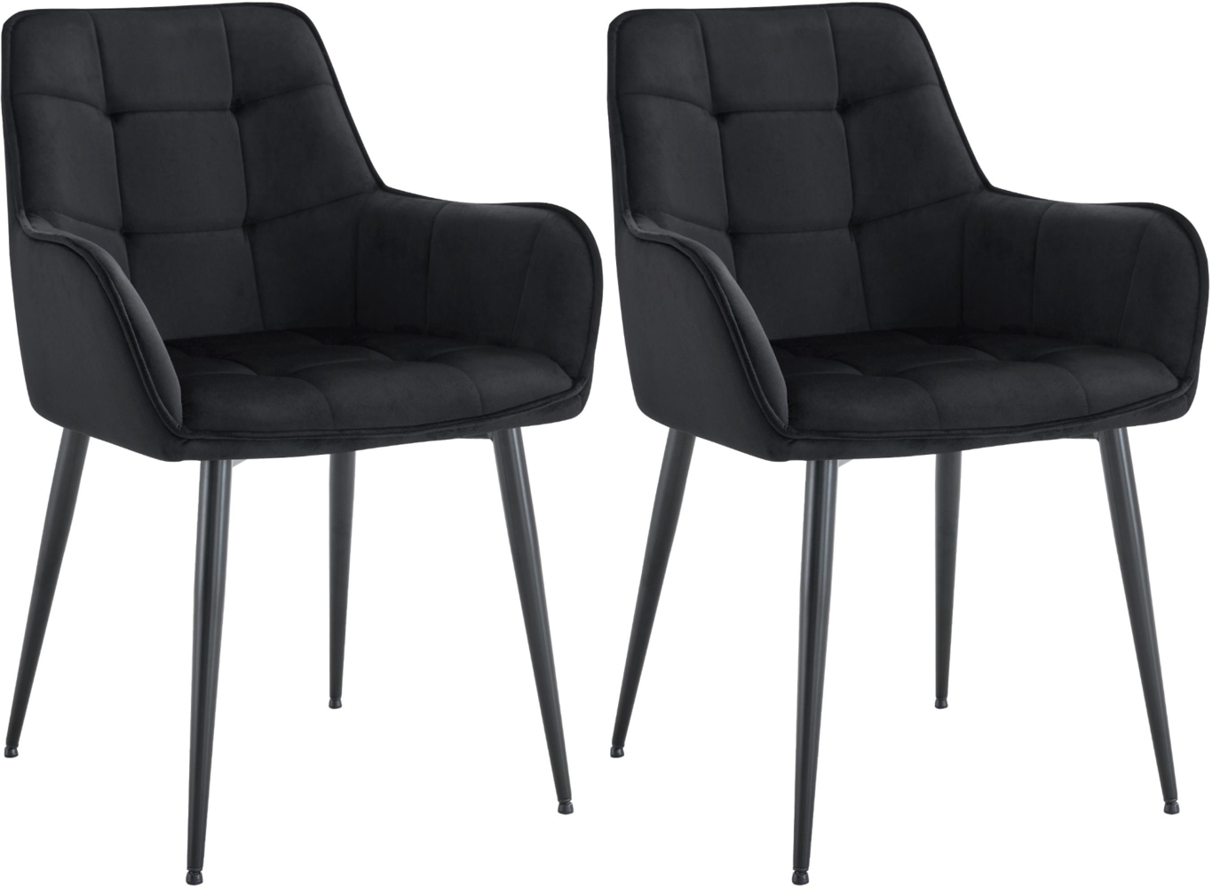 CLP 2er Set Esszimmerstuhl Ferndale, Sessel mit gepolstertem Samtbezug,schwarz Bild 1