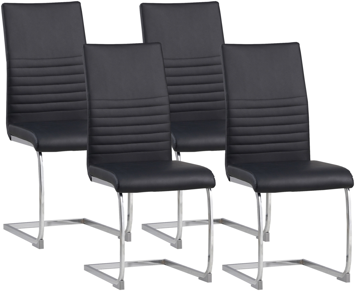 Albatros Freischwinger Stühle 4er Set BURANO, Schwarz - Esszimmerstuhl Schwingstuhl, modernes Design, Kunstleder-Bezug, dicke Polsterung - Küchenstuhl, Polsterstuhl, Stuhl Esszimmer Esstisch Bild 1