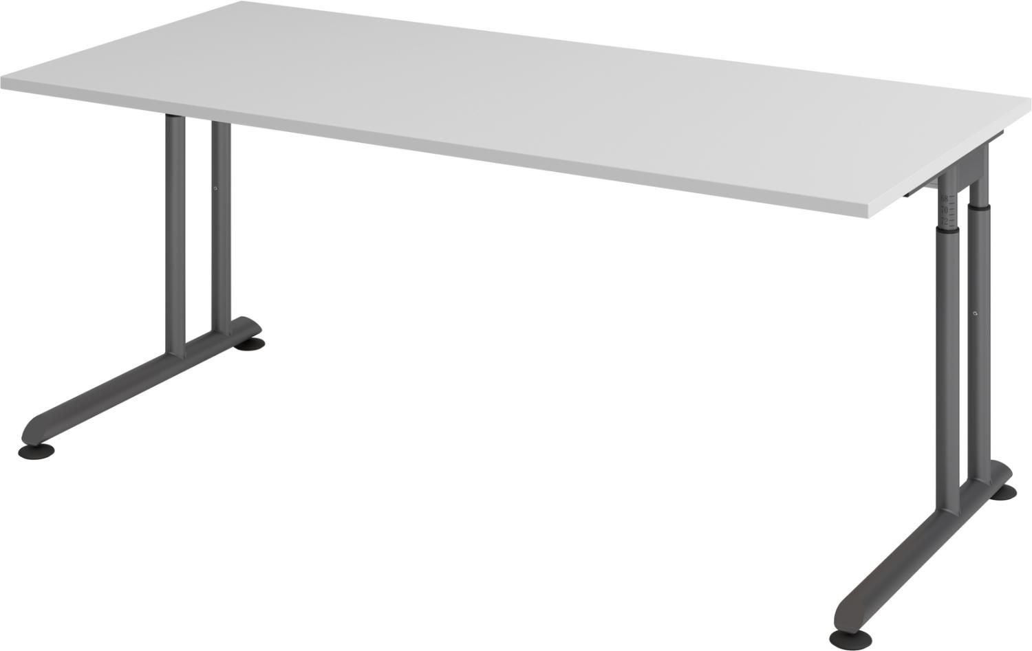 bümö höhenverstellbarer Schreibtisch Z-Serie 180x80 cm in grau, Gestell in Graphit - großer PC Tisch für's Büro manuell höhenverstellbar, Computertisch verstellbar, ZS-19-5-G Bild 1