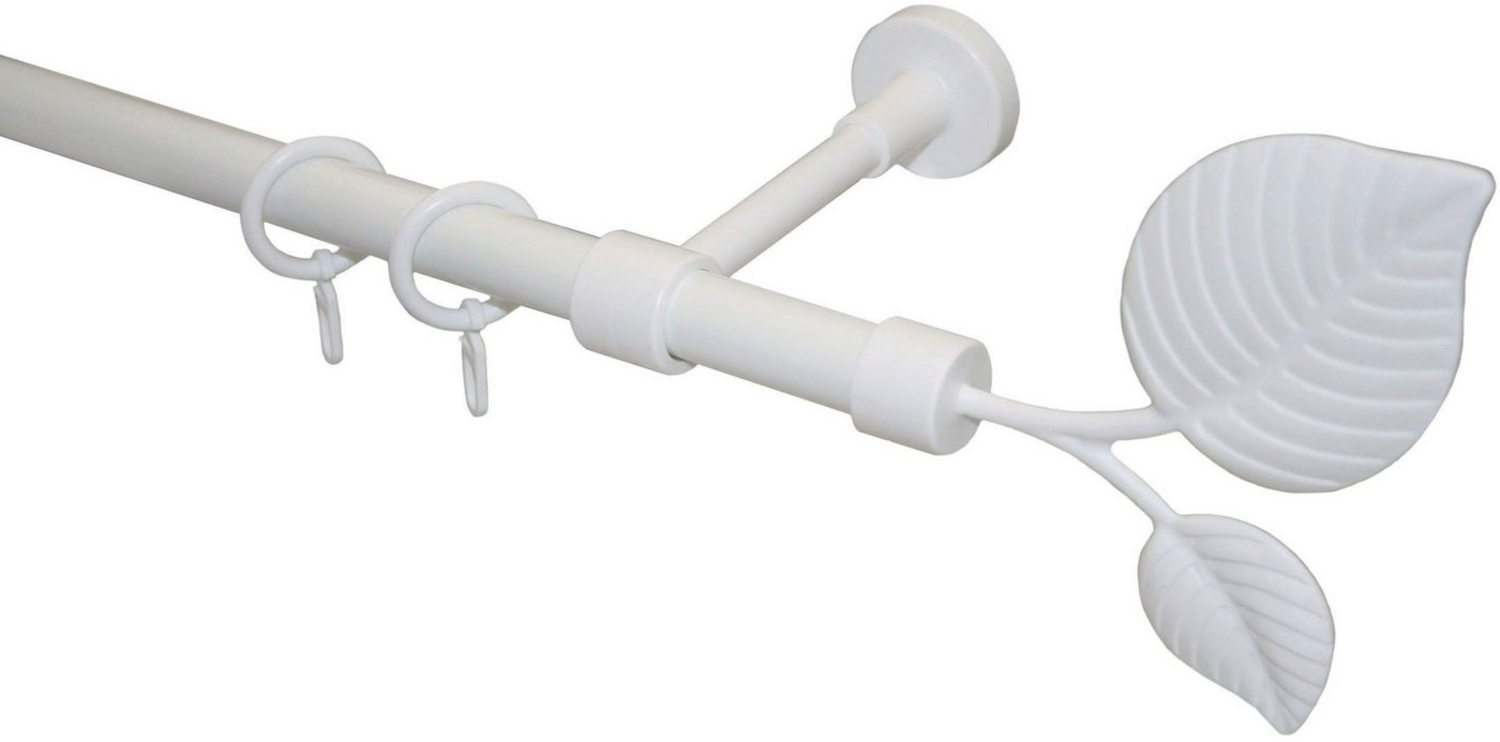 GARESA Gardinenstange BLATT, Ø 20 mm, 1-läufig, Wunschmaßlänge, mit Bohren, verschraubt, Kunststoff, Metall, Vorhanggarnitur, Kunststoff, verlängerbar, mit Ringe Bild 1