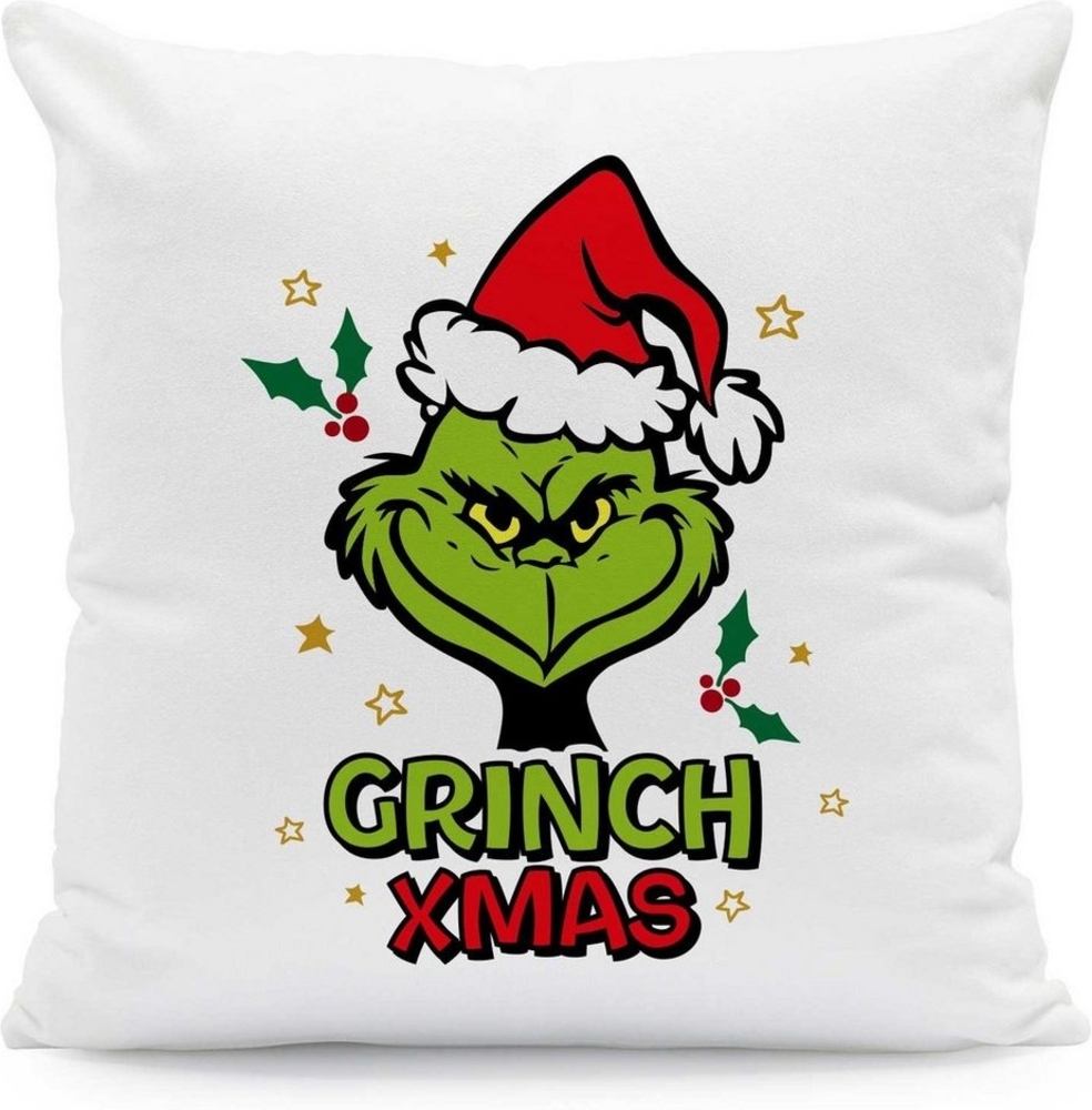 GRAVURZEILE Zierkissen mit Weihnachtsmotiv - Grinch Xmas - Weihnachtsdeko, 40x40 cm - Waschbar bis 40 Grad - Mit Füllung Bild 1