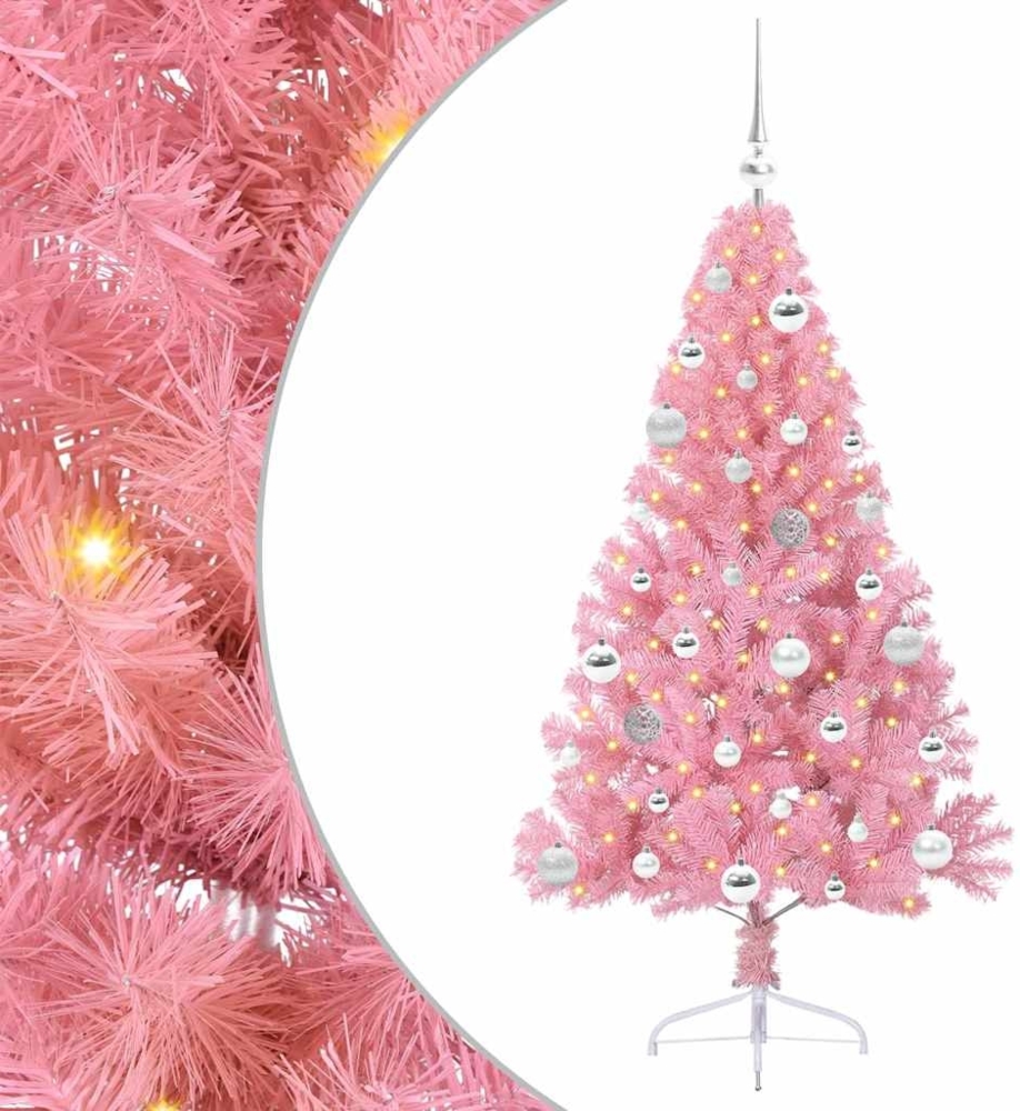 vidaXL Künstlicher vorbeleuchteter Weihnachtsbaum Rosa 150 cm PVC 3397068 Bild 1