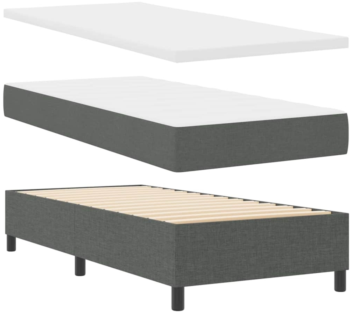 vidaXL Boxspringbett Dunkelgrau 100 x 200 cm Stoff & Holzwerkstoff 3344045 Bild 1