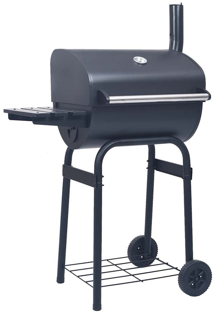 vidaXL Holzkohlegrill Smoker mit Unterer Ablage Stahl, Kunststoff, Schwarz, 75 x 48 x 120 cm Bild 1